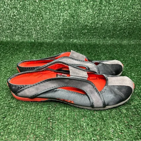 RARE Diesel Deadstock KEVLIH Women Gray Orange Sneakers Mules Vintage Sz 8.5 NEW - Picture 2 of 10